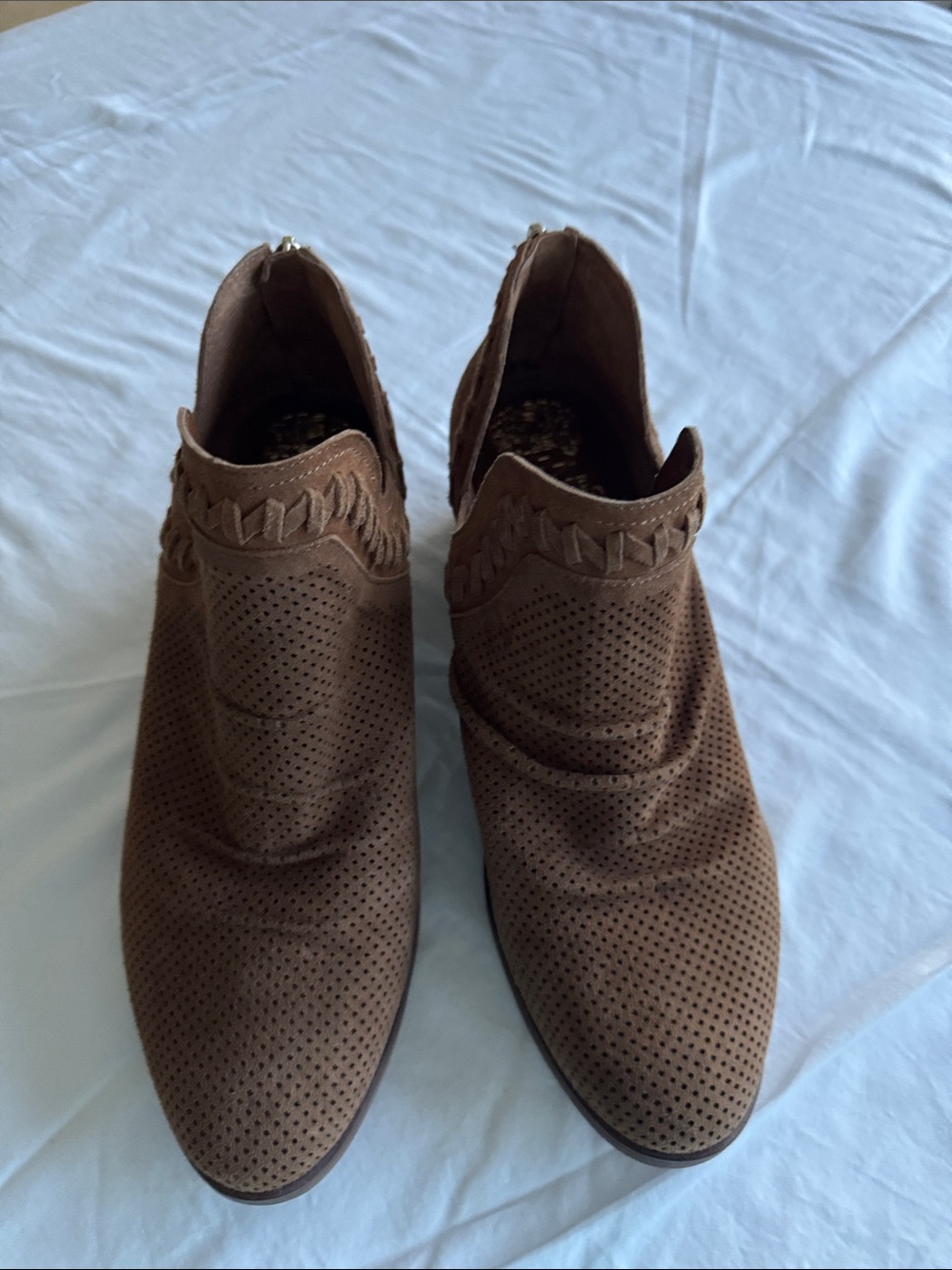 Vince Camuto Women’s Brown Suede Perforated Ankle Boots